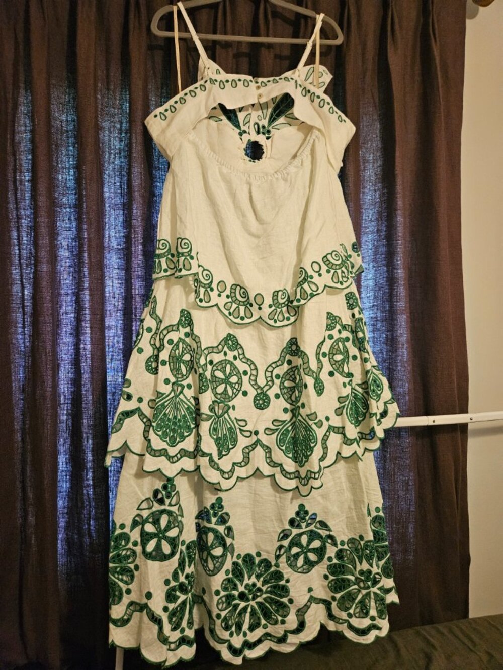 Off-White Flower Richelieu Euroflax™ Premium Linen Midi Dress - Picture 8 of 12